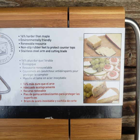 SWISSMAR Bamboo Cheese Serving Board with Stainless Steel Blade (Cheese Slicer) - Picture 3 of 14